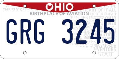 OH license plate GRG3245