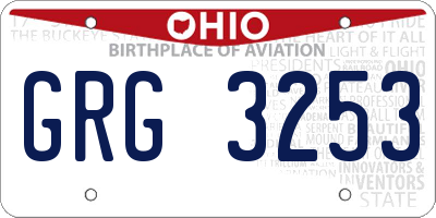 OH license plate GRG3253