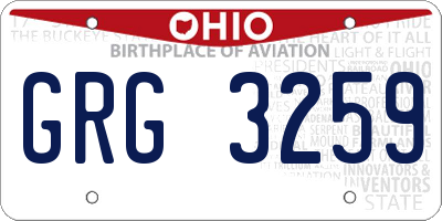 OH license plate GRG3259