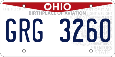 OH license plate GRG3260
