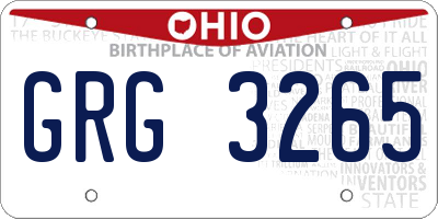 OH license plate GRG3265