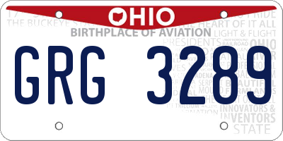 OH license plate GRG3289