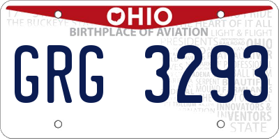 OH license plate GRG3293