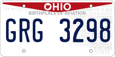 OH license plate GRG3298