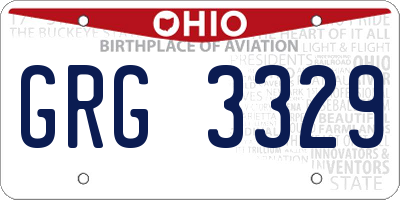 OH license plate GRG3329