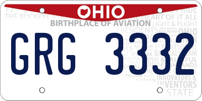 OH license plate GRG3332