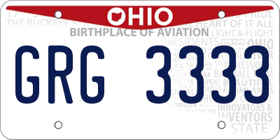 OH license plate GRG3333