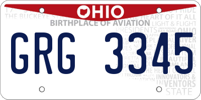 OH license plate GRG3345