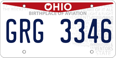 OH license plate GRG3346