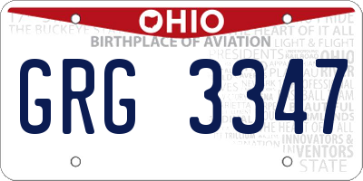 OH license plate GRG3347