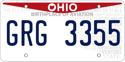 OH license plate GRG3355