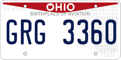OH license plate GRG3360