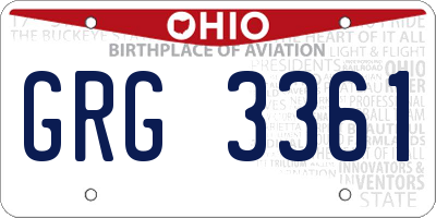 OH license plate GRG3361