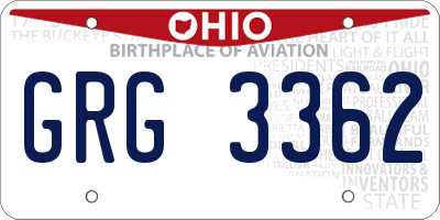OH license plate GRG3362
