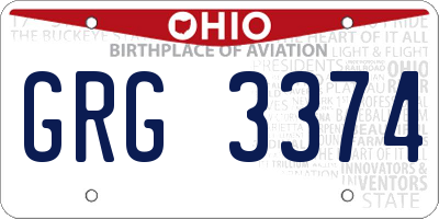 OH license plate GRG3374