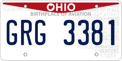 OH license plate GRG3381