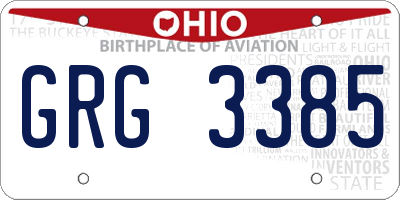 OH license plate GRG3385