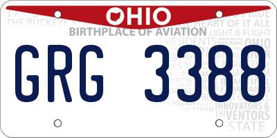 OH license plate GRG3388