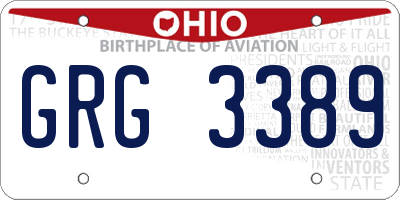 OH license plate GRG3389
