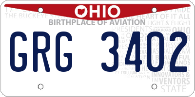 OH license plate GRG3402