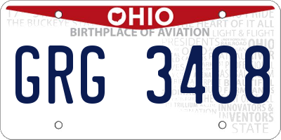 OH license plate GRG3408