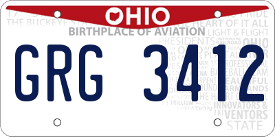 OH license plate GRG3412