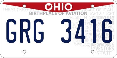 OH license plate GRG3416