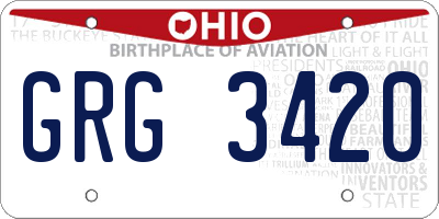 OH license plate GRG3420