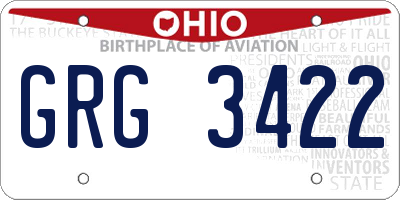 OH license plate GRG3422