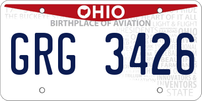 OH license plate GRG3426