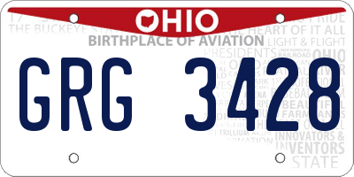 OH license plate GRG3428