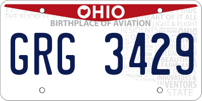 OH license plate GRG3429