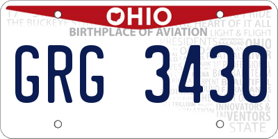 OH license plate GRG3430