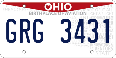 OH license plate GRG3431
