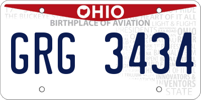 OH license plate GRG3434