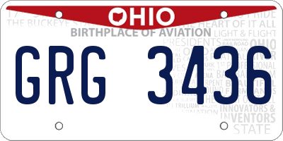 OH license plate GRG3436
