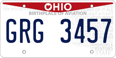 OH license plate GRG3457