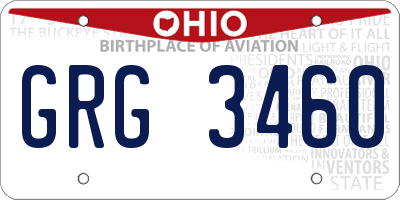 OH license plate GRG3460