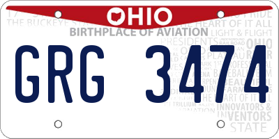 OH license plate GRG3474