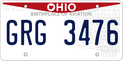 OH license plate GRG3476
