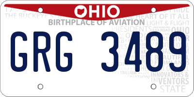 OH license plate GRG3489
