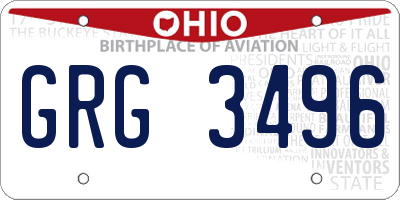 OH license plate GRG3496