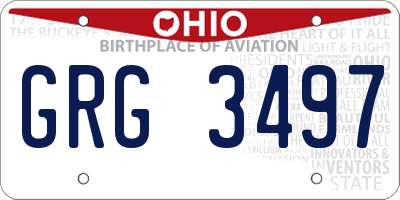 OH license plate GRG3497