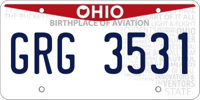 OH license plate GRG3531