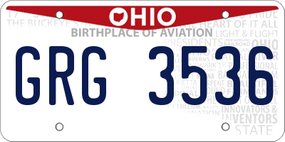 OH license plate GRG3536