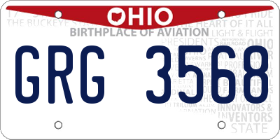 OH license plate GRG3568