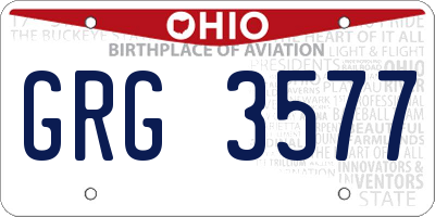 OH license plate GRG3577