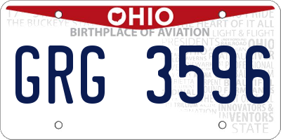 OH license plate GRG3596