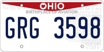 OH license plate GRG3598