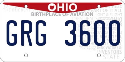 OH license plate GRG3600